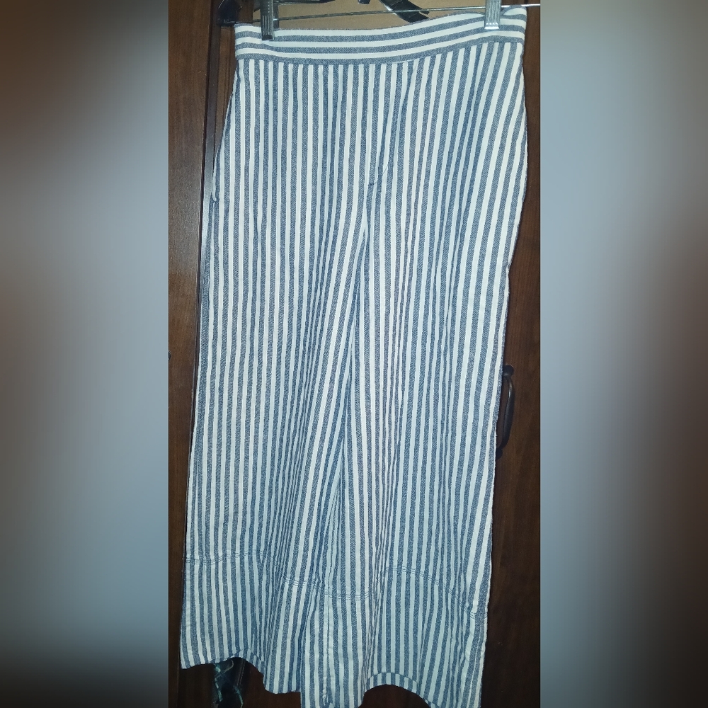Woman's Size XS Banana Republic Striped Blue and White Wide Leg Pants